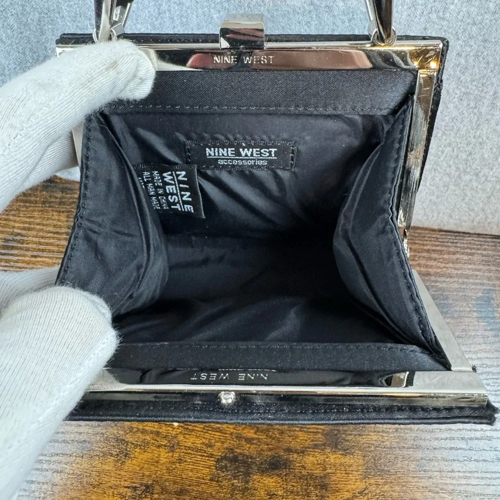 Vintage Nine West 90s Y2K Mini Purse Bag Black Top Clasp‎ Closure EUC